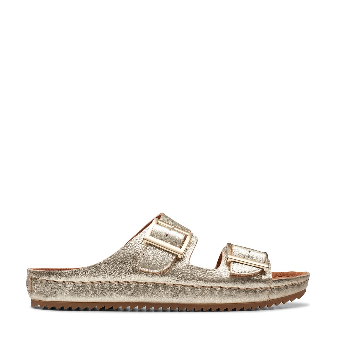 Champagne Brookleigh Sun Leather Flat Sandals main product photo