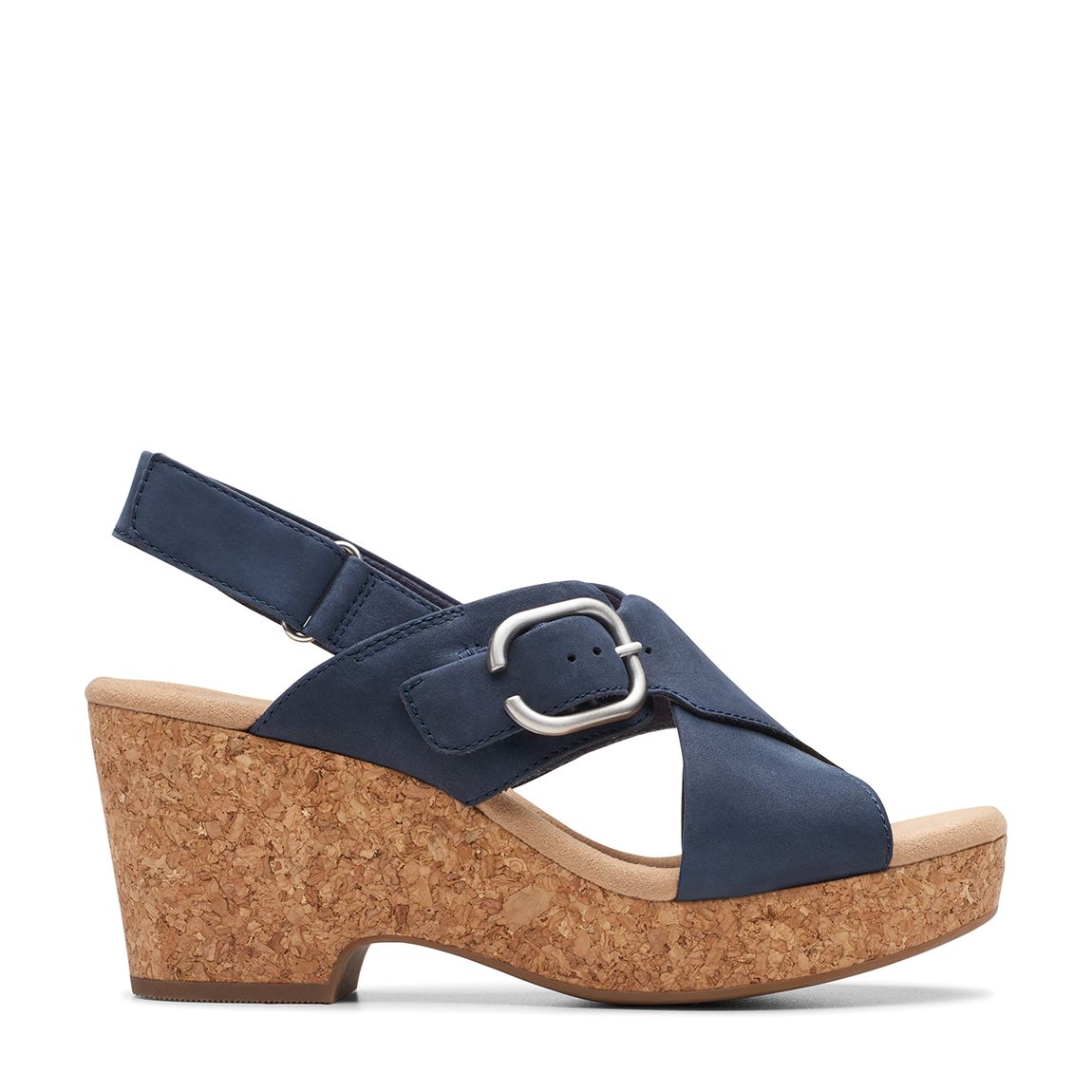 Navy Giselle Dove Nubuck Heeled Sandals main product photo