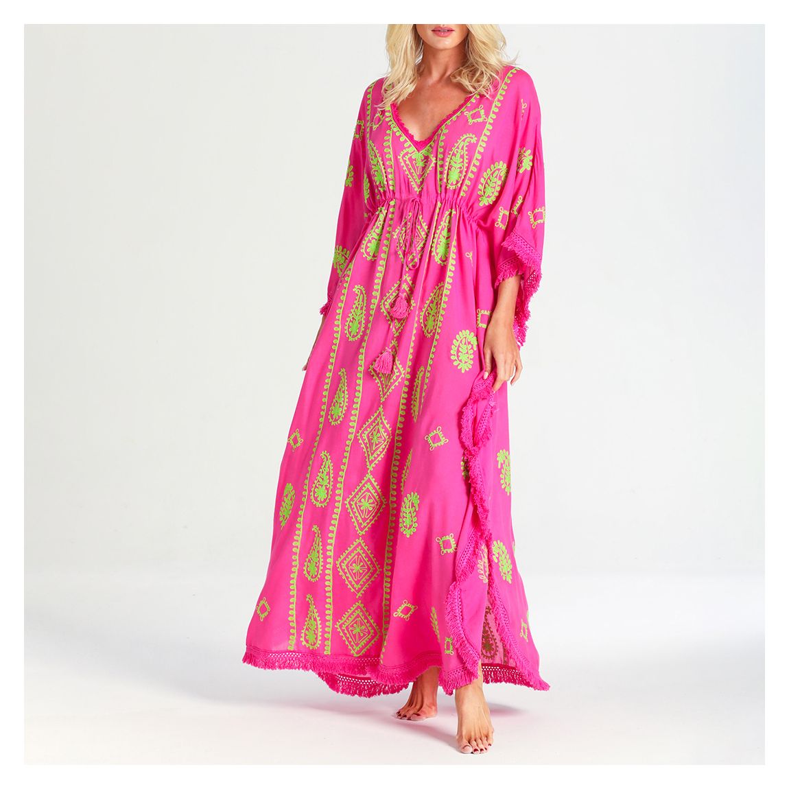 Bianca Kaftan Neon Pink-Lime main product photo