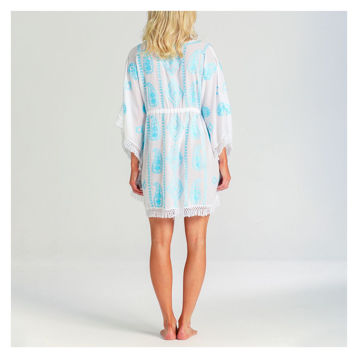 Bianca Kaftan White-Aqua main product photo