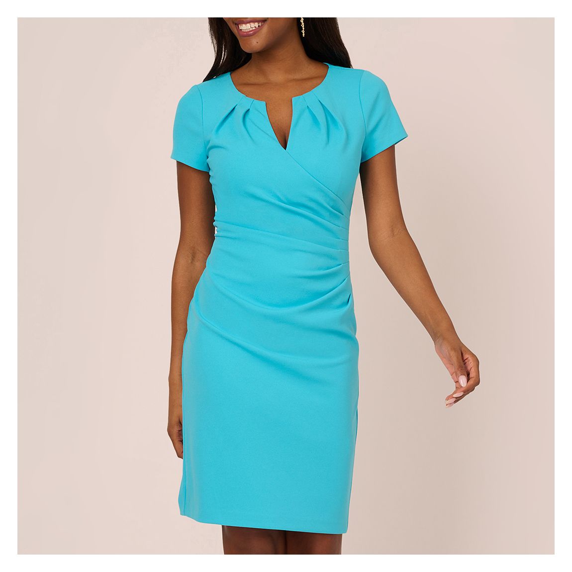 Azure Knit Crepe Draped Dress main product photo