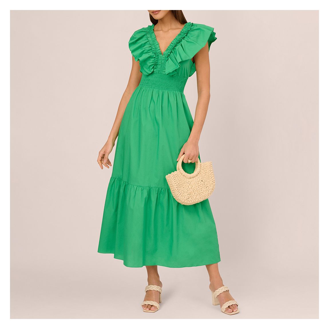 Emerald Ruffle Front Maxi Dress main product photo
