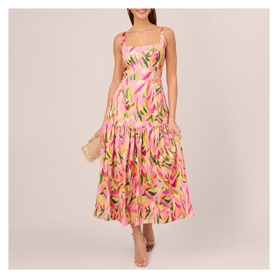 Flamingo Printed Tiered Midi Dress main product photo