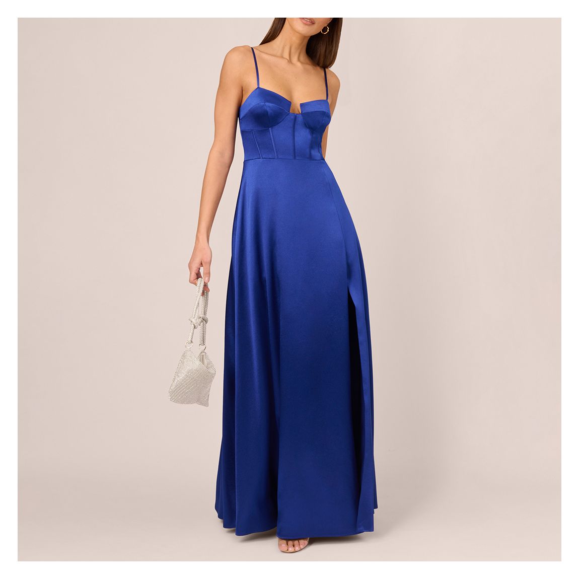 Sapphire Liquid Satin Maxi Gown main product photo