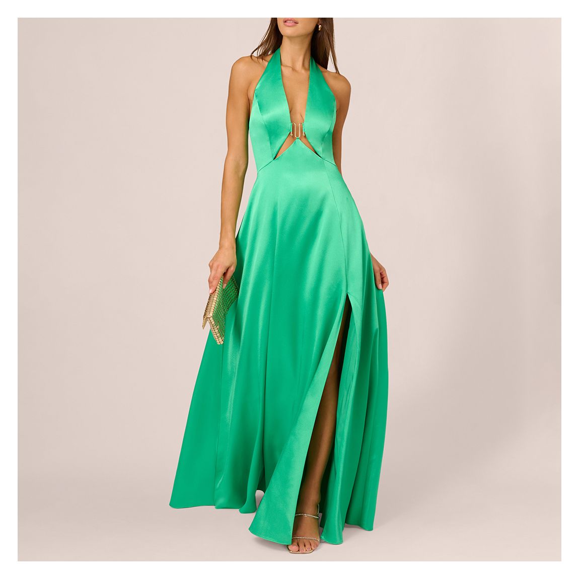 Emerald Liquid Satin A-Line Gown main product photo