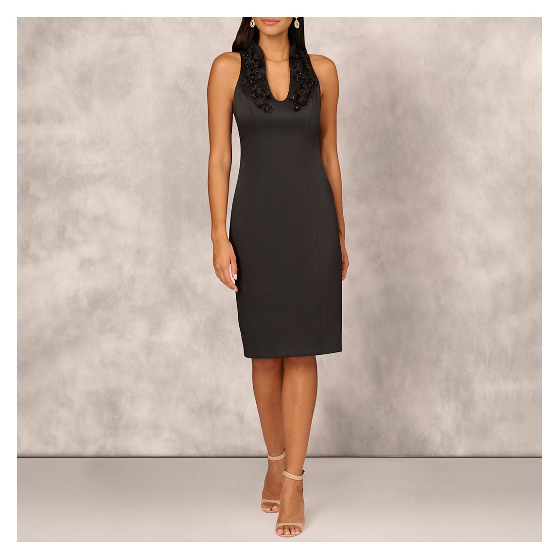 Black Stretch Mikado Midi Dress main product photo