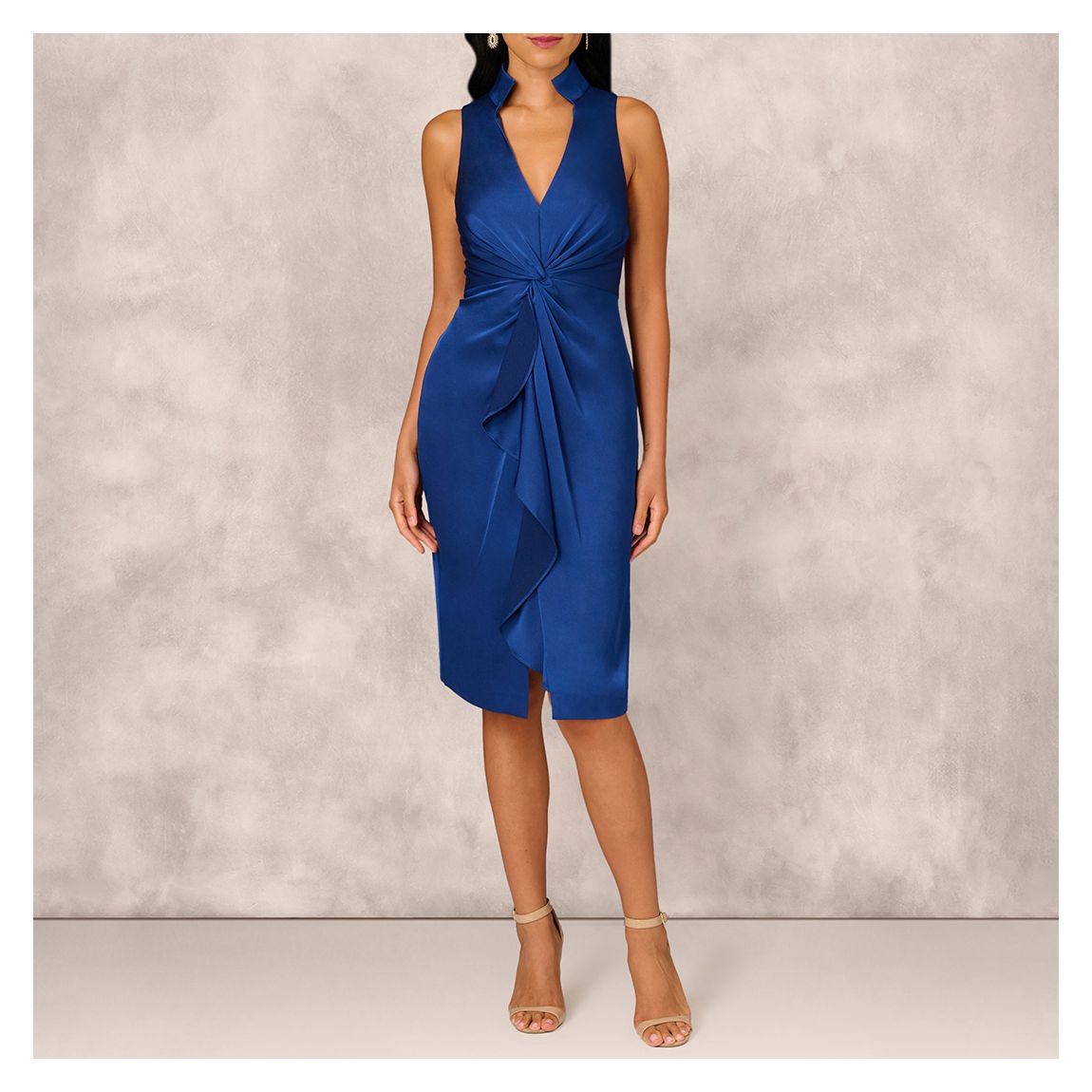 Navy Crepe Back Satin Midi Dress main product photo