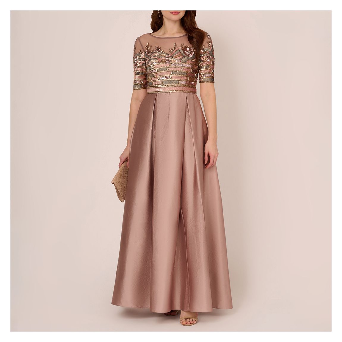 Dusty Rose Embellished Tafetta Dress main product photo