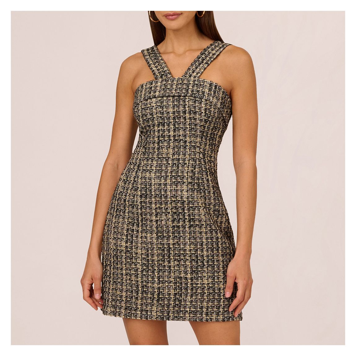 Black/Brown Printed Halter Mini Dress main product photo