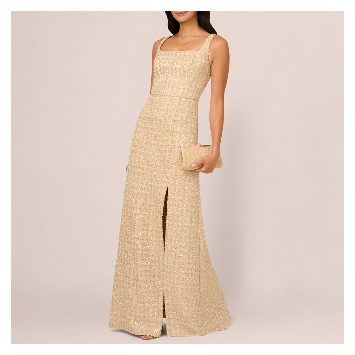 Gold Square Neck Boucle Gown main product photo