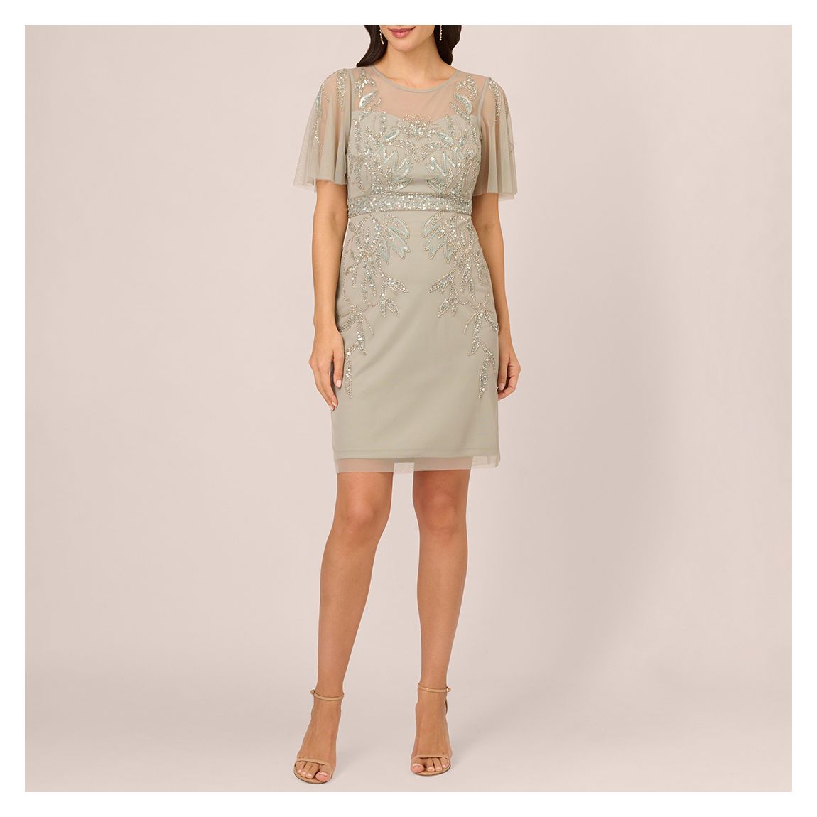 Light Khaki Beaded Cocktail Dress main product photo