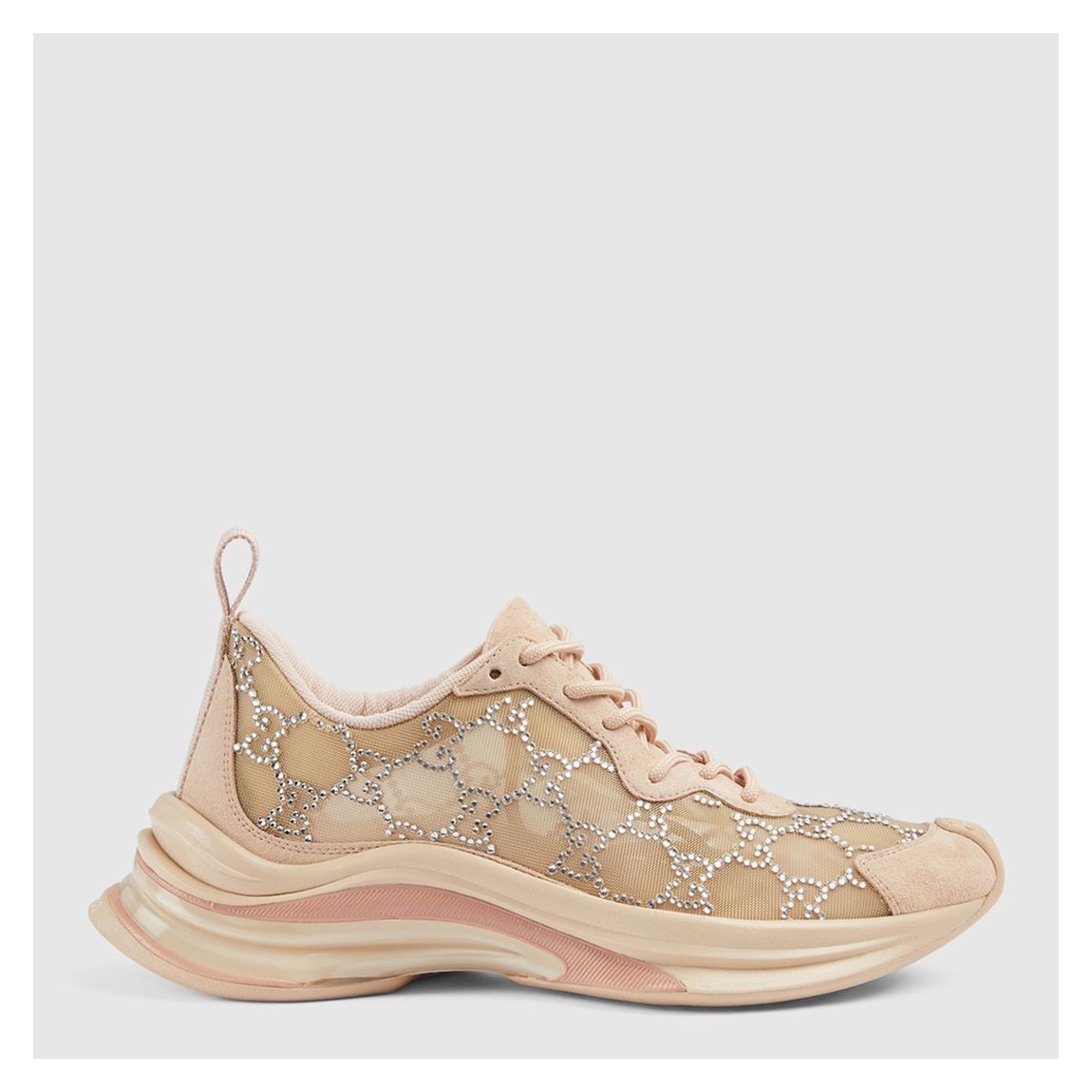 Women's Pink/Beige Crystal Mesh Trainers main product photo