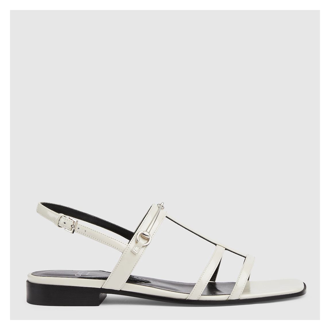 Women's White Horsbit Leather Flat Sandal main product photo