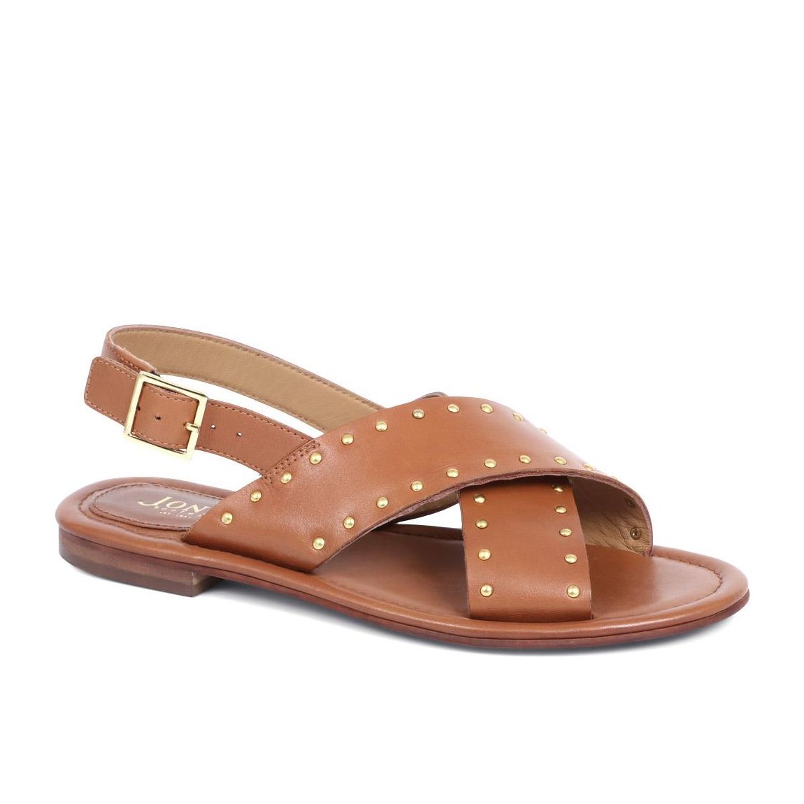 Tan Elda Crossover Flat Sandals main product photo