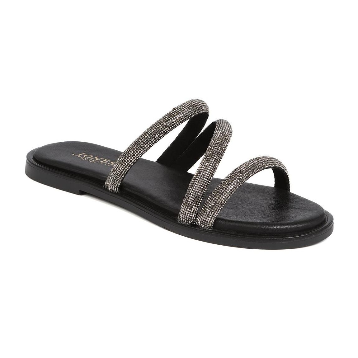 Black Glitter Gita Strappy Flat Sandals main product photo