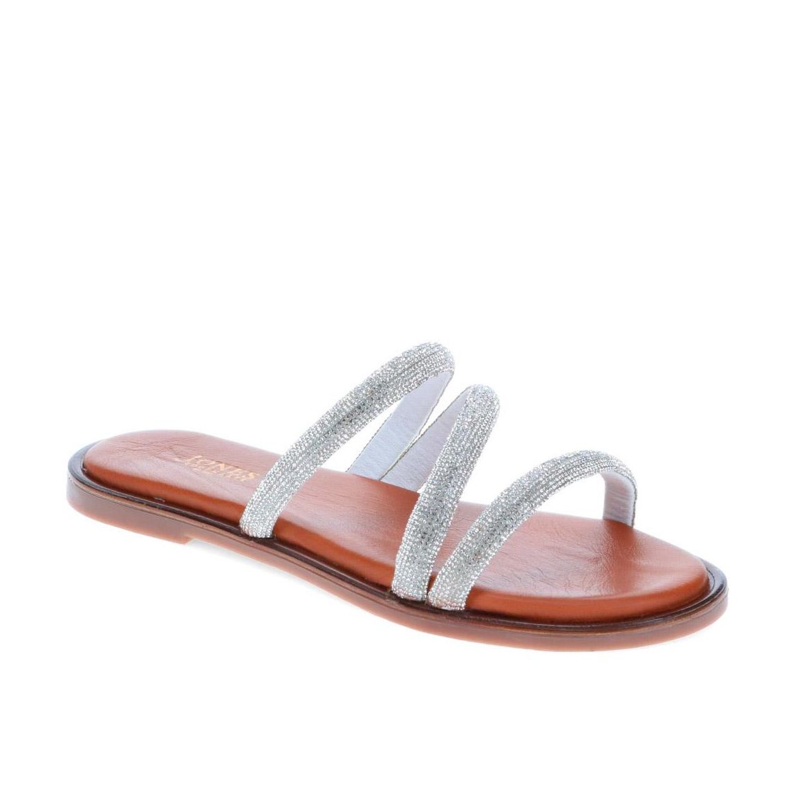 Silver Glitter Ghita Strappy Flat Sandal main product photo