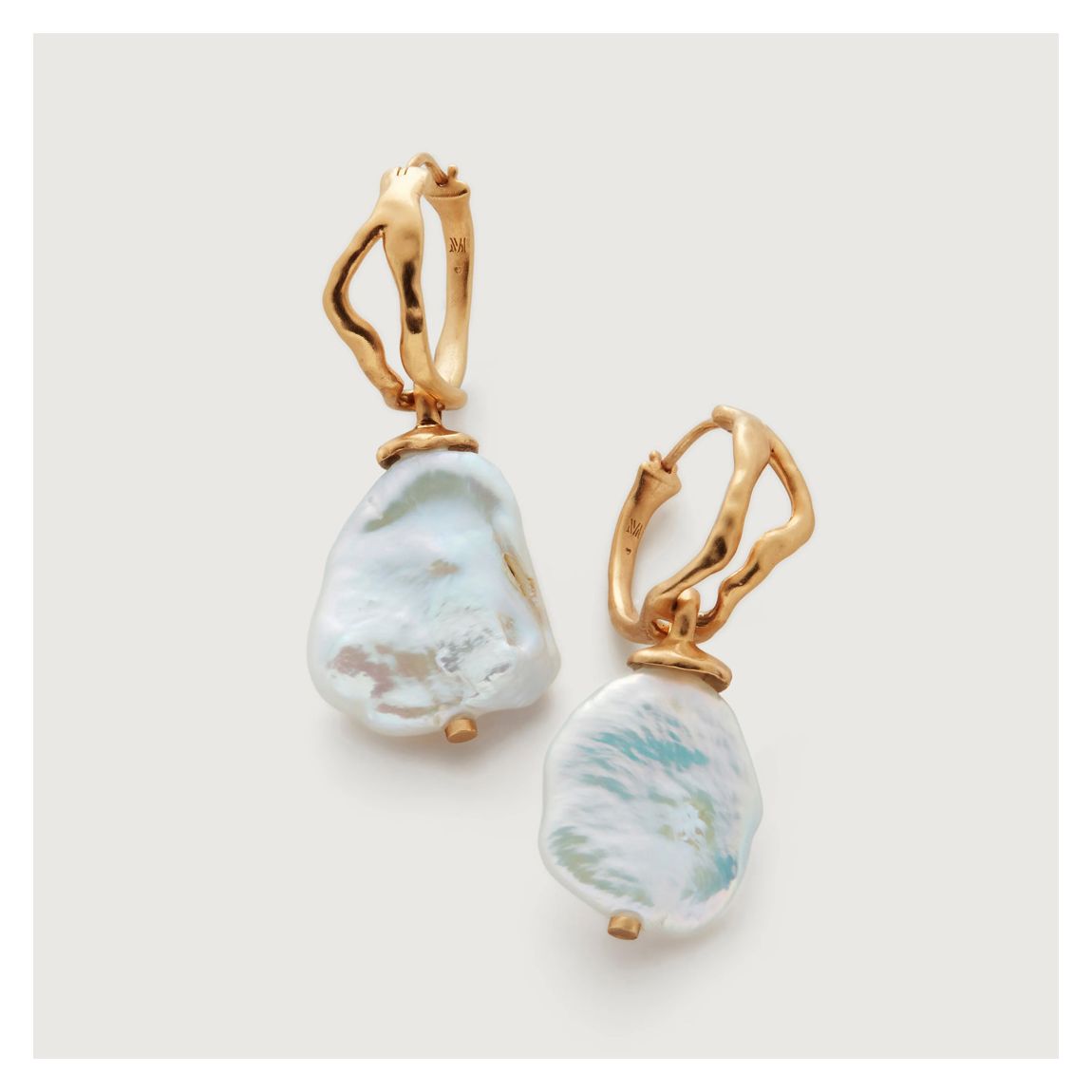 Gold Amy Powney Keshi Pearl Large Hoop Earrings main product photo