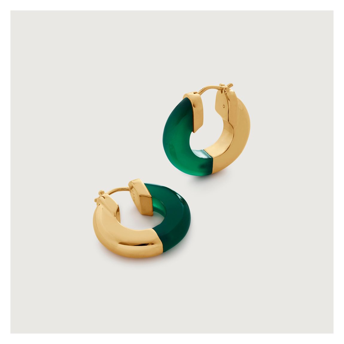 Green Onyx Gold Plated Kate Young Gemstone Small Hoop Earrings main product photo