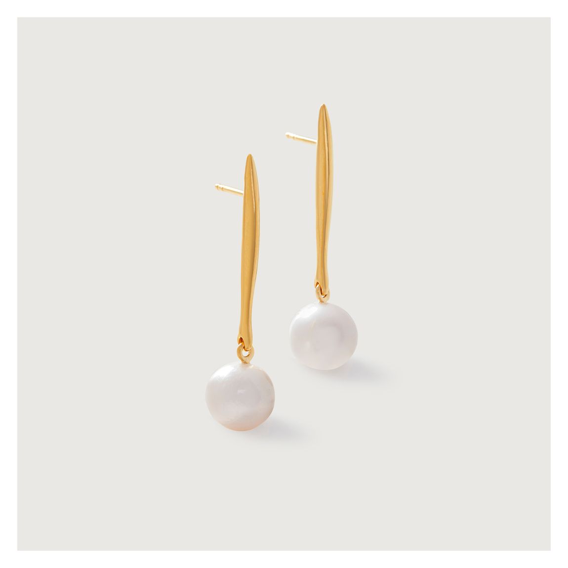 Gold Plated Nura Round Pearl Drop Earrings main product photo
