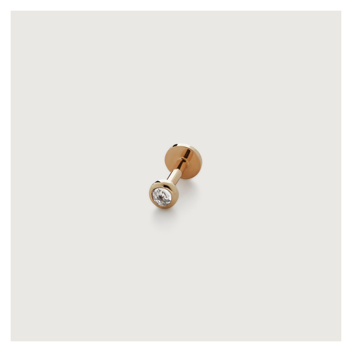 Rock Crystal Yellow Gold Mini Gem Single Labret Piercing Earring main product photo
