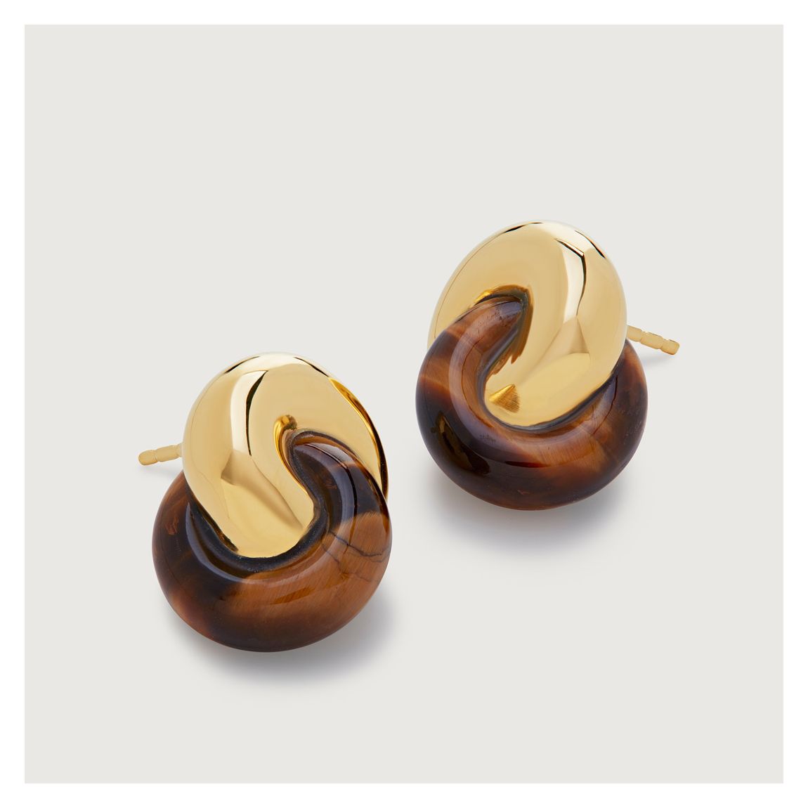 Gold Kate Young Gemstone Link Stud Earrings main product photo