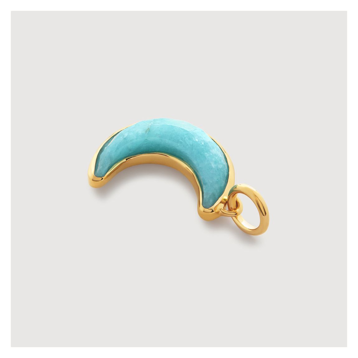 Amazonite Gold Plated Crescent Moon Gemstone Pendant Charm main product photo