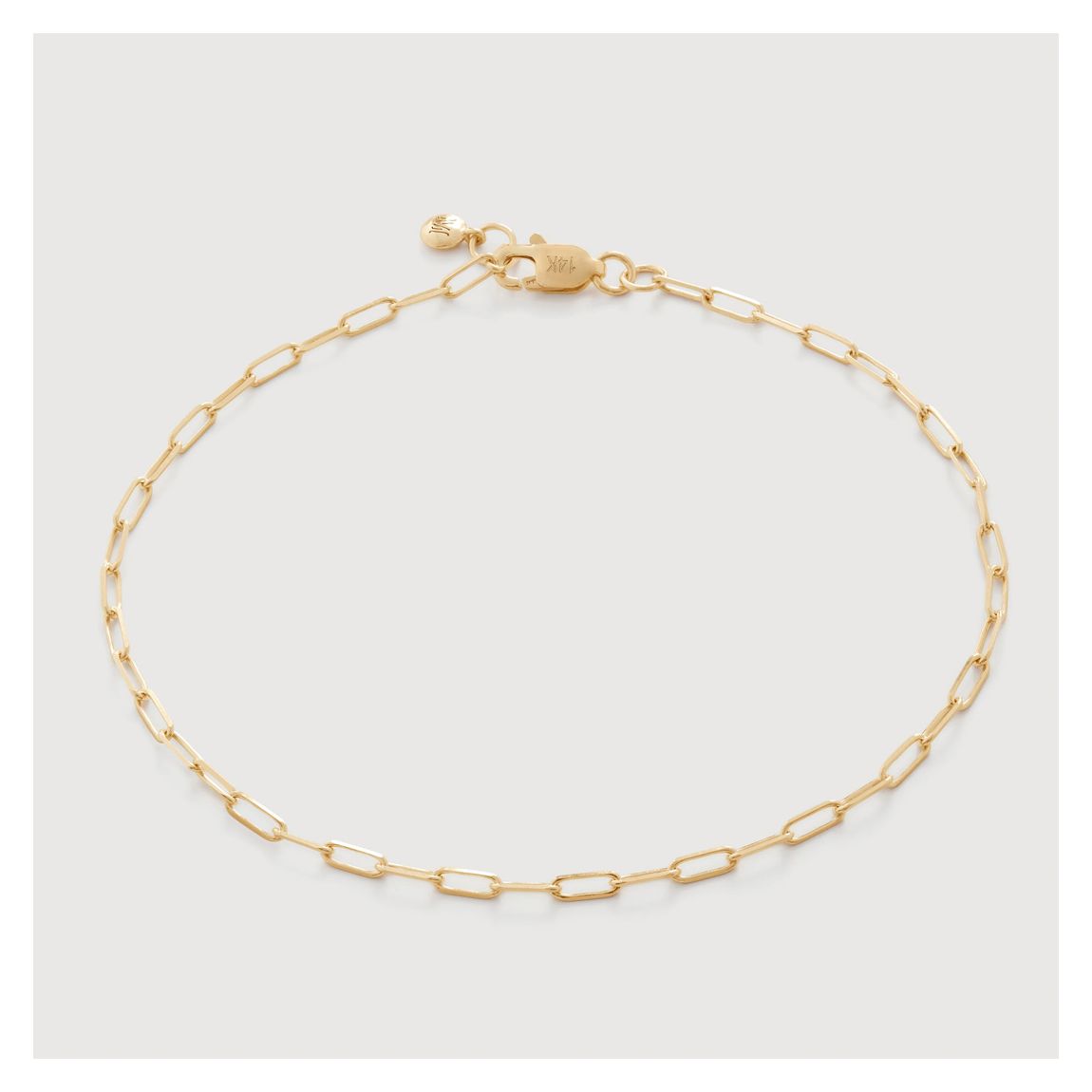 Yellow Gold Mini Paperclip Chain Bracelet main product photo