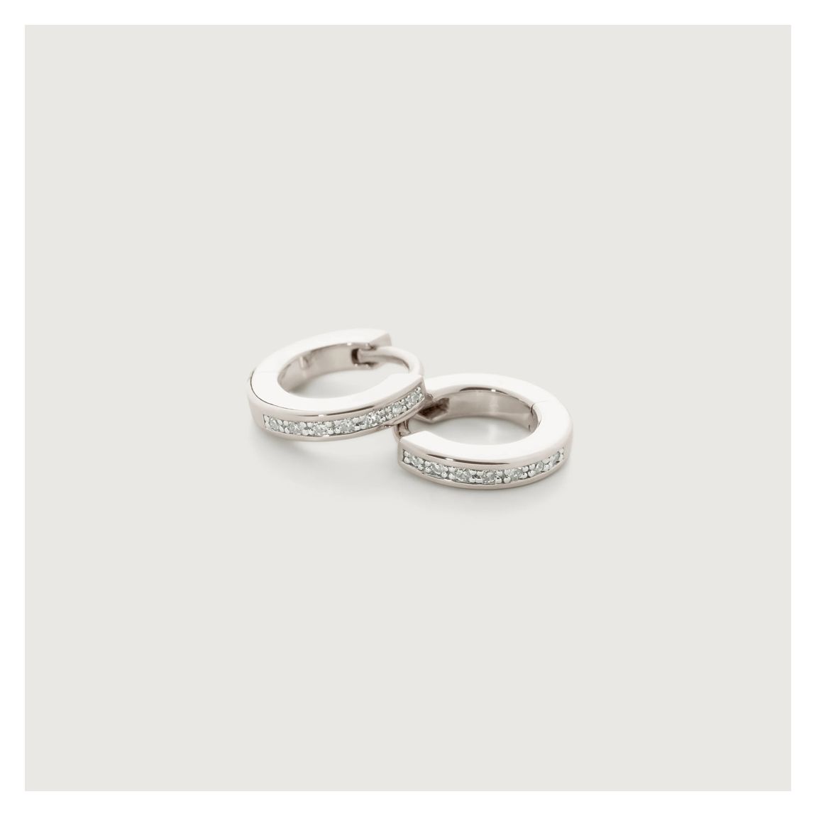 Sterling Silver Skinny Diamond Mini Huggie Earrings main product photo