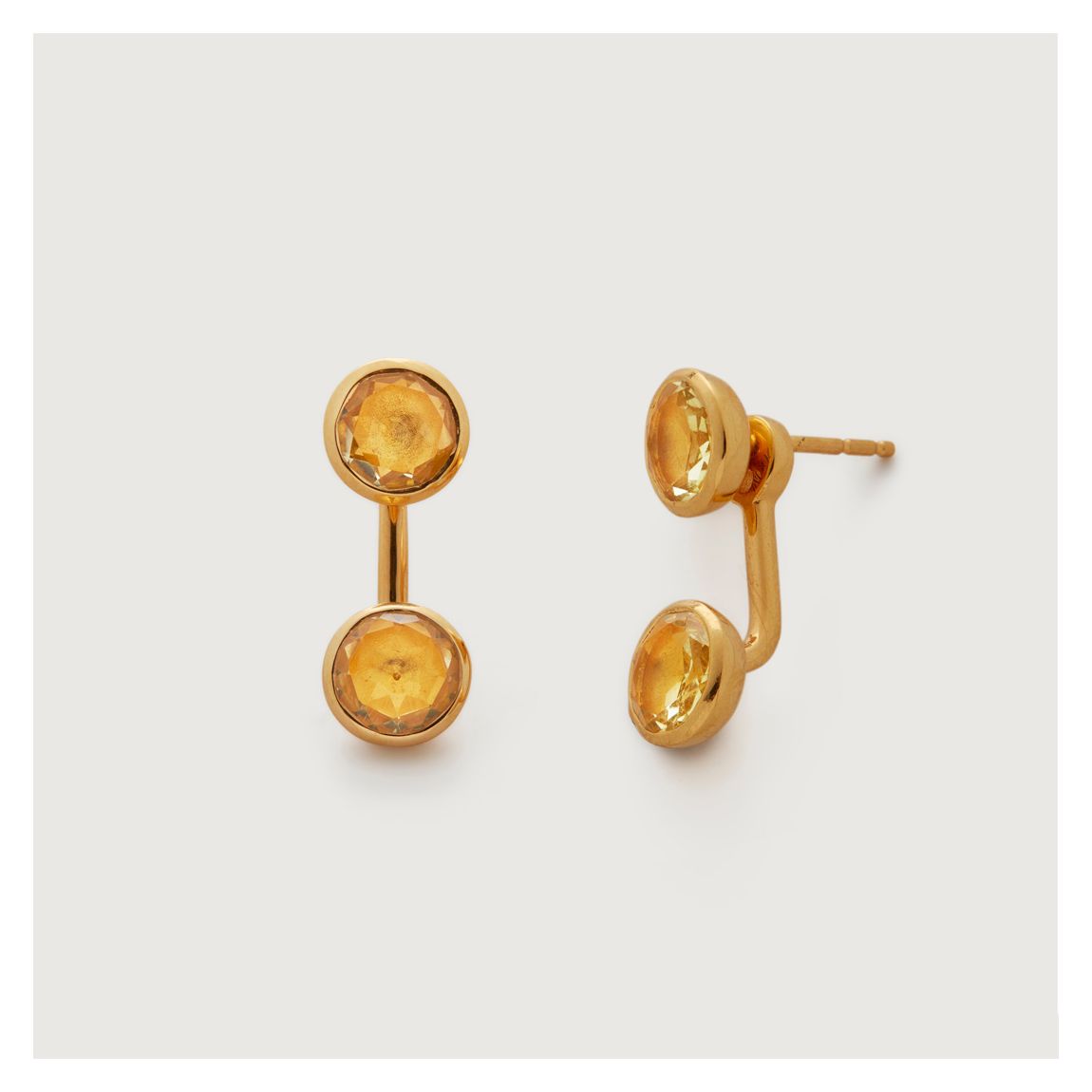 Lemon Quartz Gold Plated Kate Young Gemstone Jacket Earrings main product photo