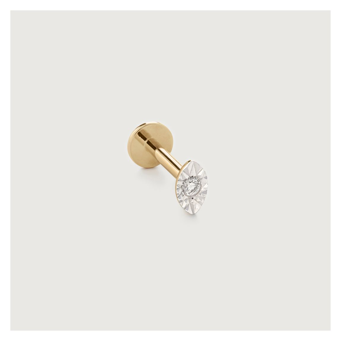 Yellow Gold Diamond Marquise Single Labret Piercing Earring main product photo