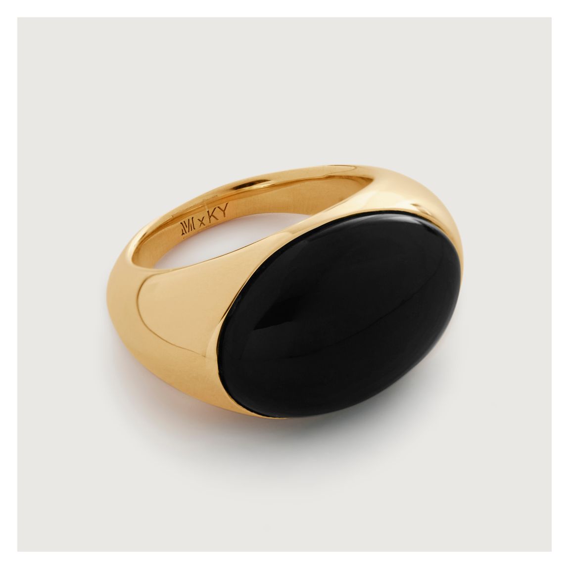 Black Onyx Gold Plated Kate Young Gemstone Ring main product photo