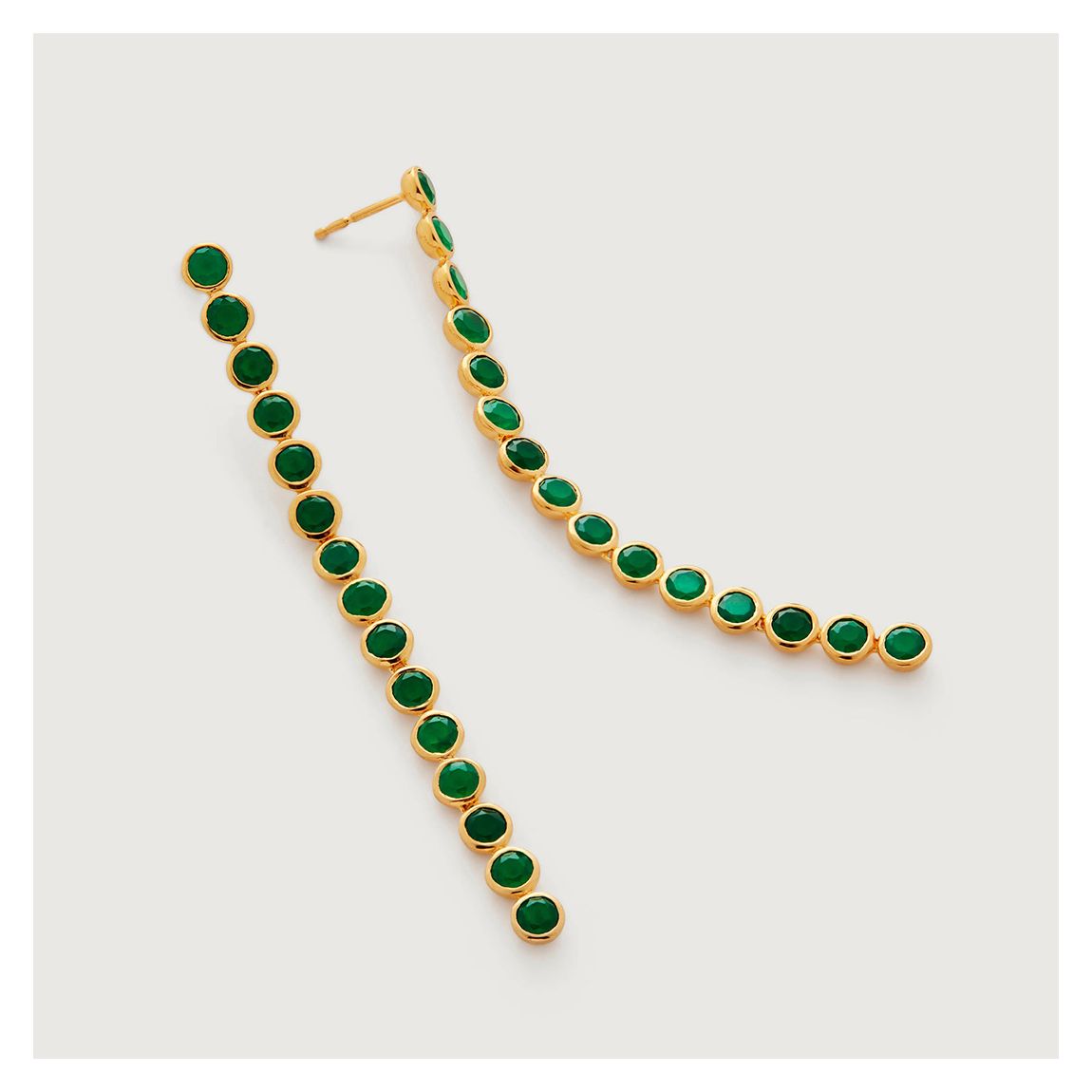 Green Onyx Gold Plated Kate Young Gemstone Cocktail Earrings main product photo
