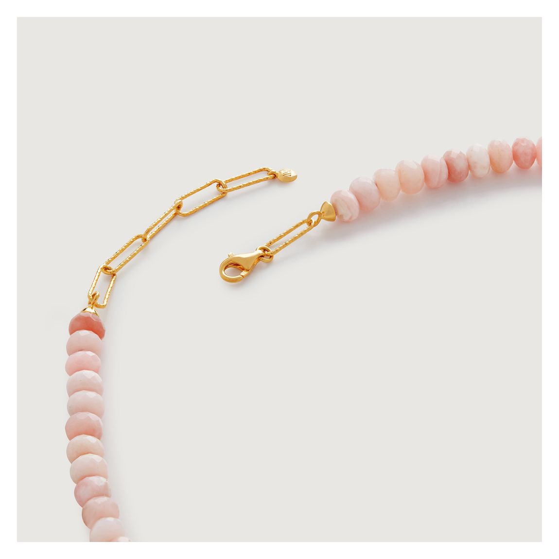 Pink Opal Gold Plated Love Beaded Gemstone Necklace main product photo