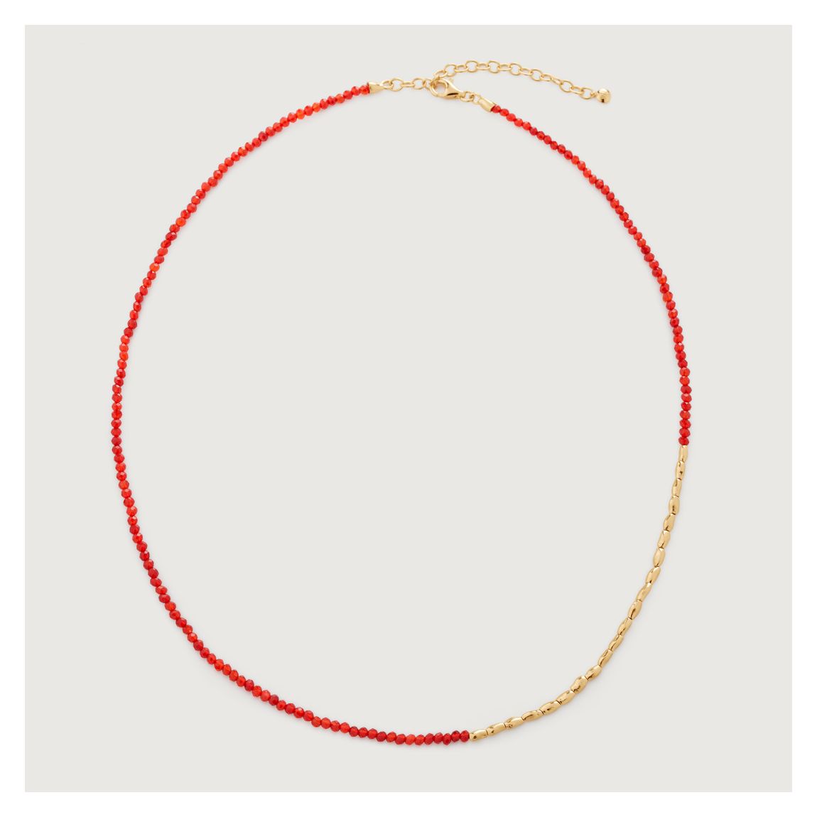 Red Onyx Gold Plated Mini Nugget Gemstone Beaded Necklace main product photo