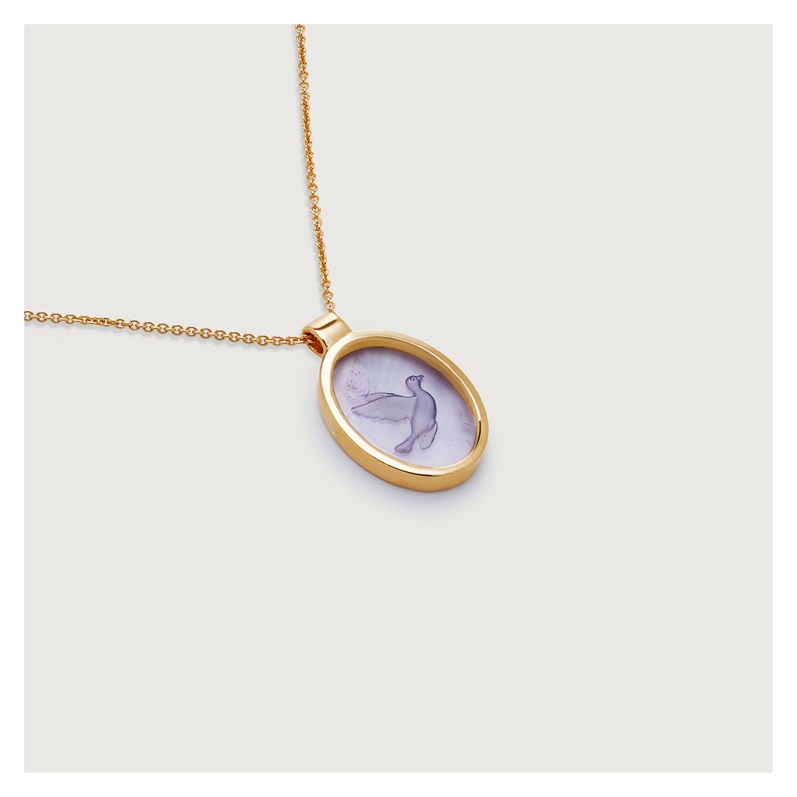 Gold Plated Amethyst Intaglio Dove Necklace main product photo