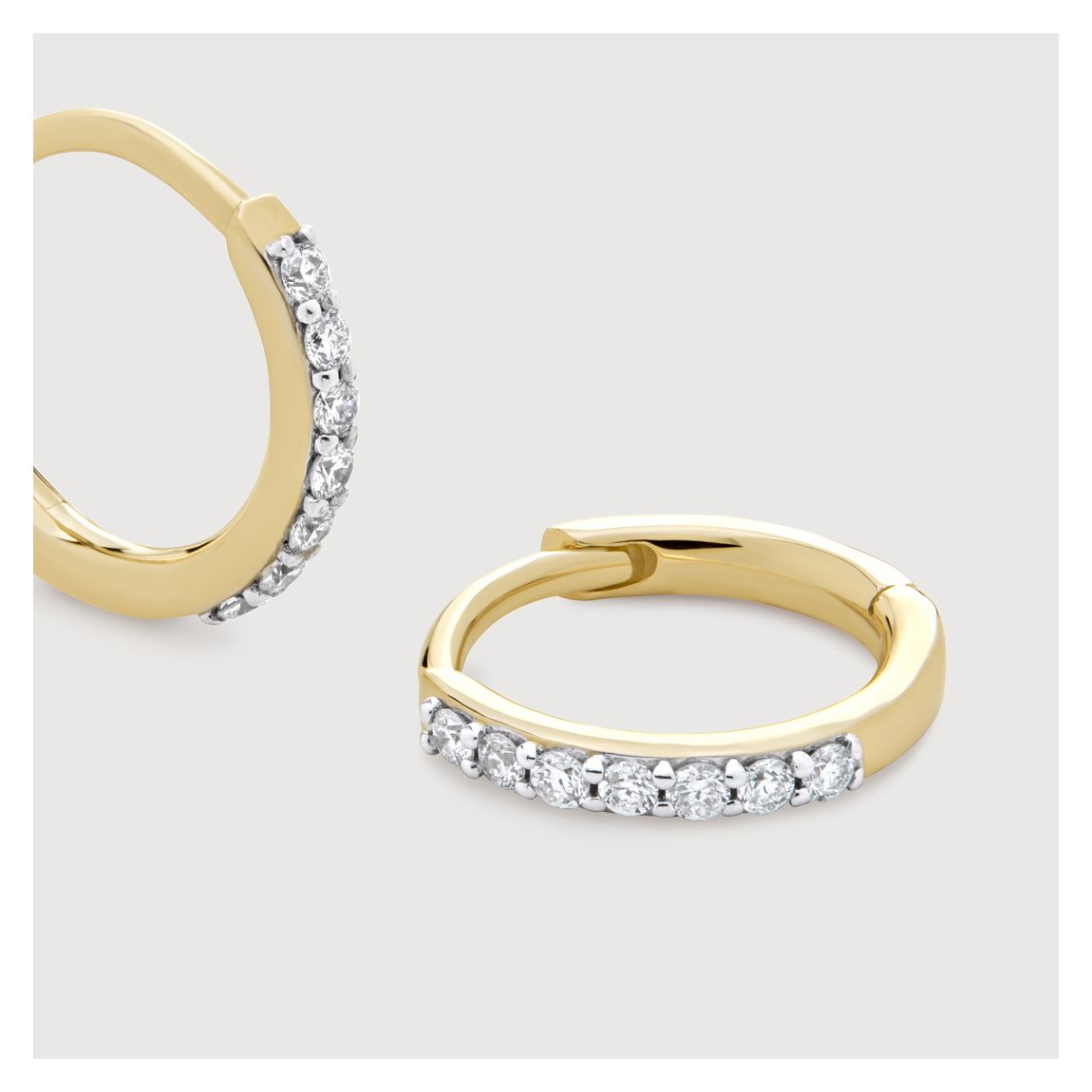 14k Solid Gold Lab Grown Diamond Huggie Earrings main product photo
