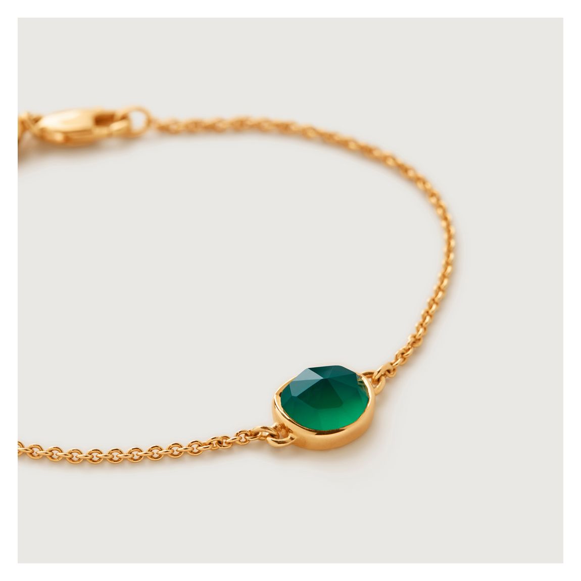 Green Onyx Gold Plated Siren Fine Chain Bracelet main product photo