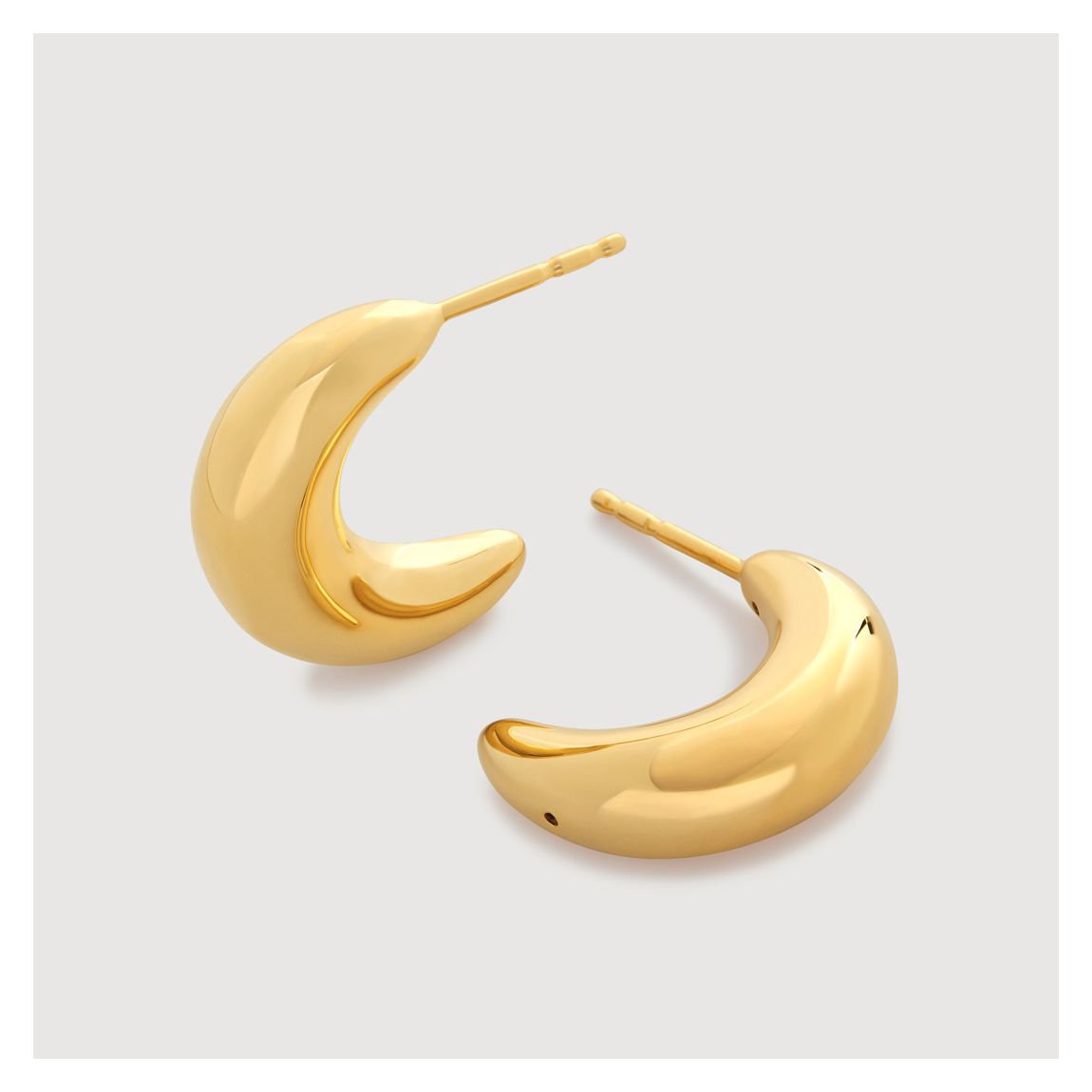 Gold Plated Crescent Moon Medium Hoop Earrings main product photo