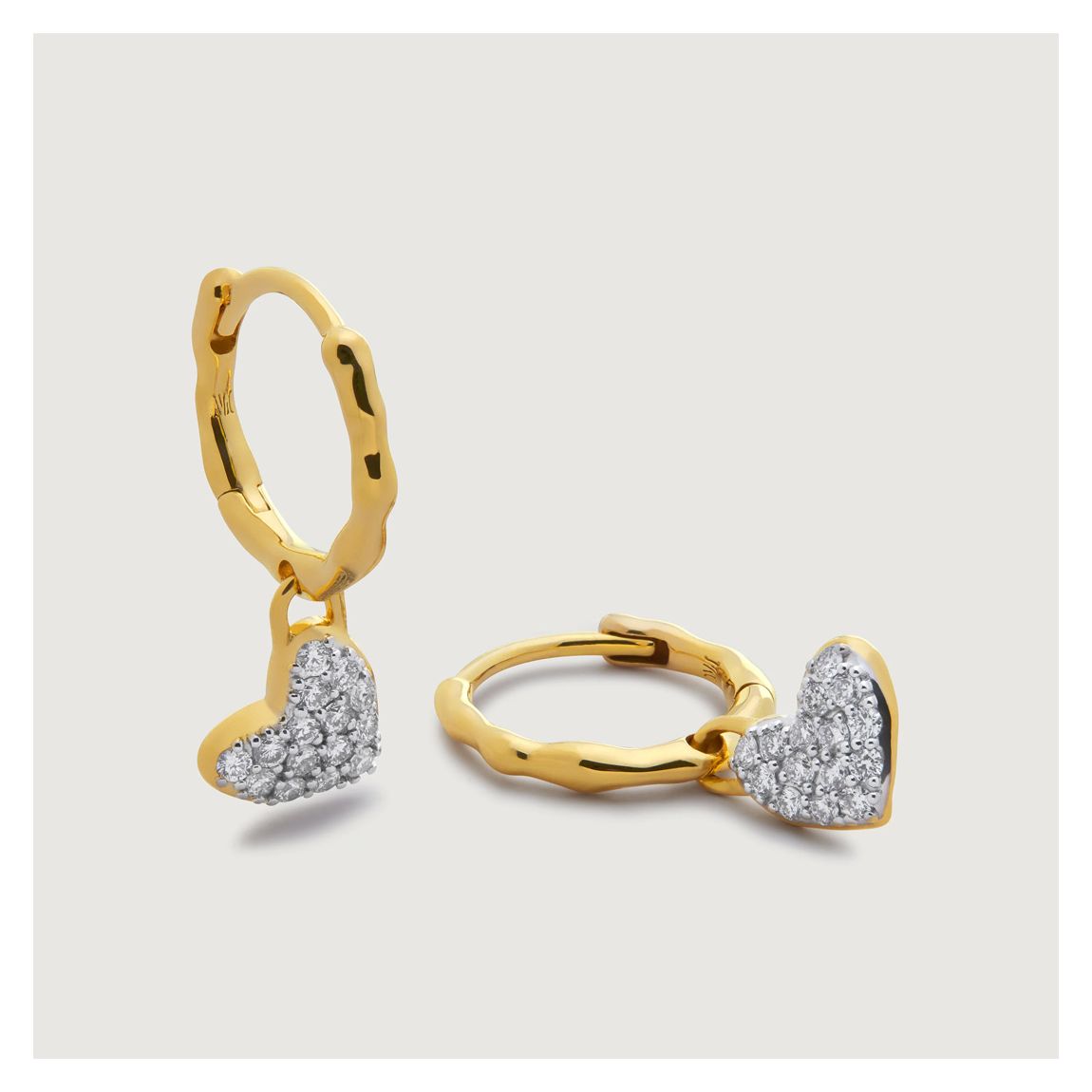 Gold Vermeil Lab Grown Diamond Heart Drop Huggie Earrings main product photo