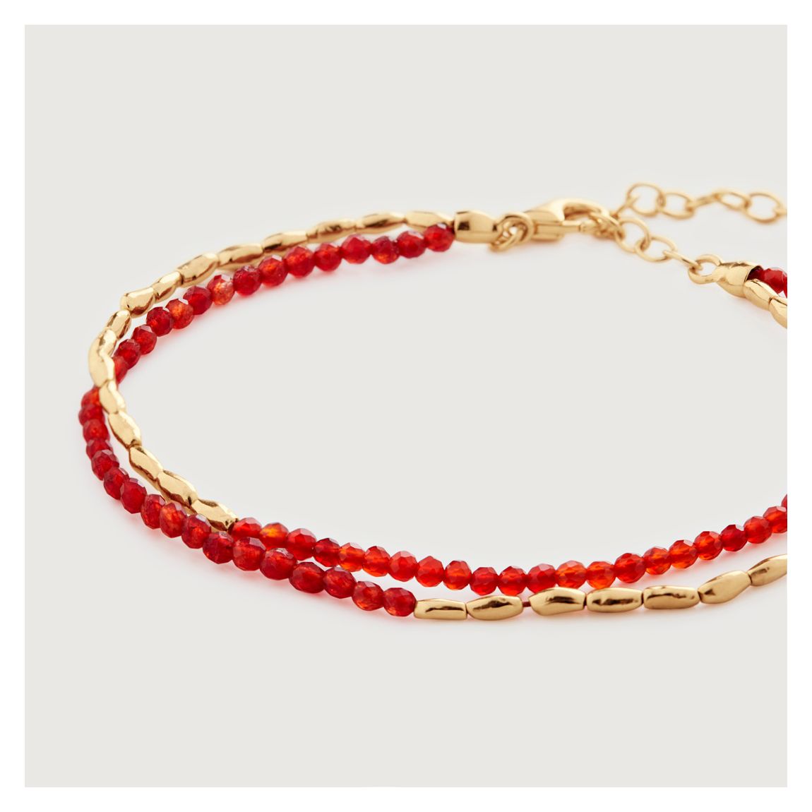 Red Onyx Gold Plated Mini Nugget Gemstone Beaded Bracelet main product photo