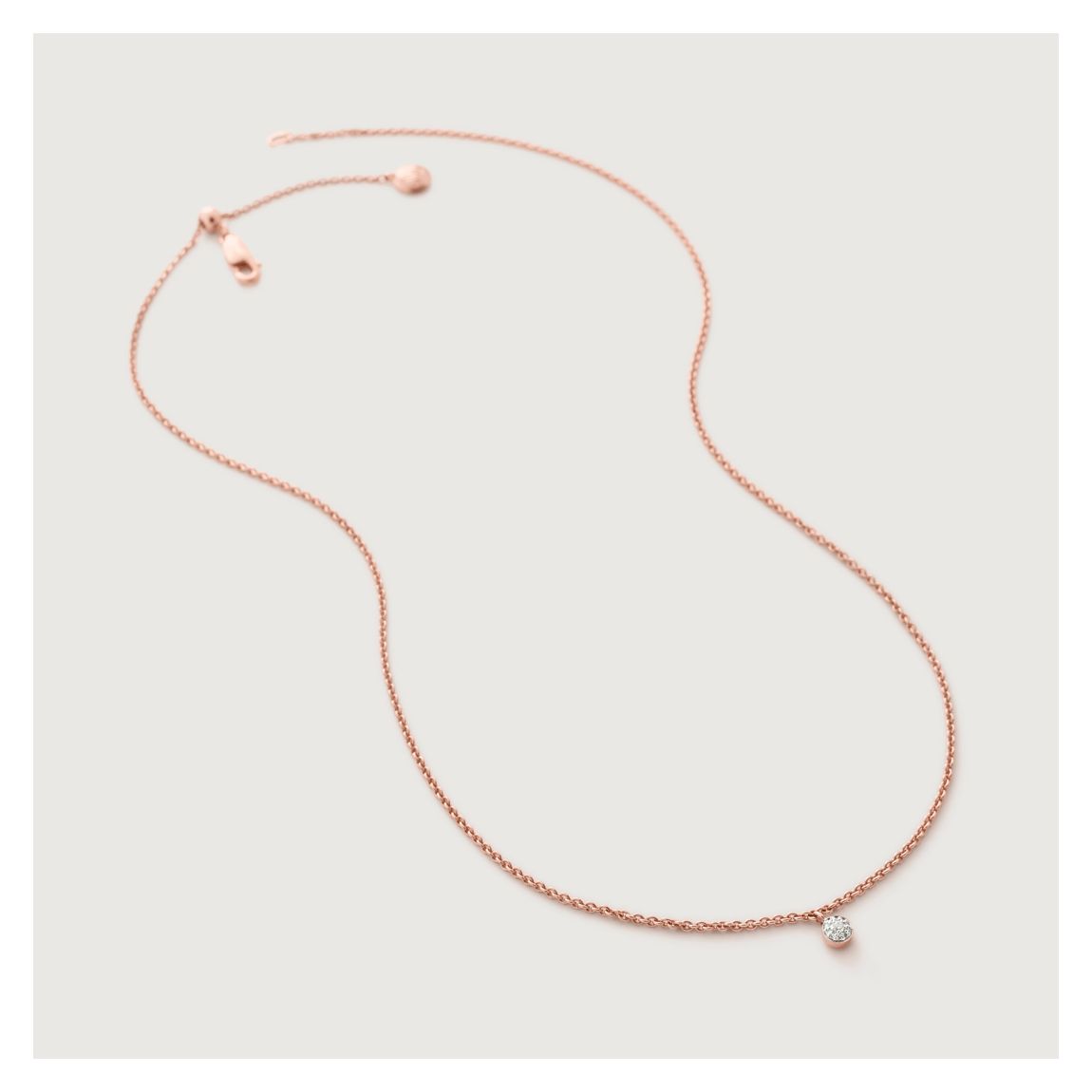Rose Gold Fiji Tiny Button Single Diamond Necklace main product photo