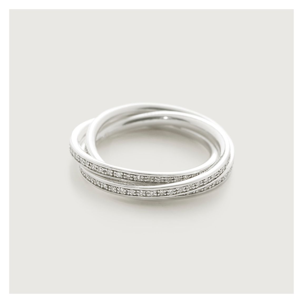 Silver Diamond Triple Rolling Diamond Ring main product photo