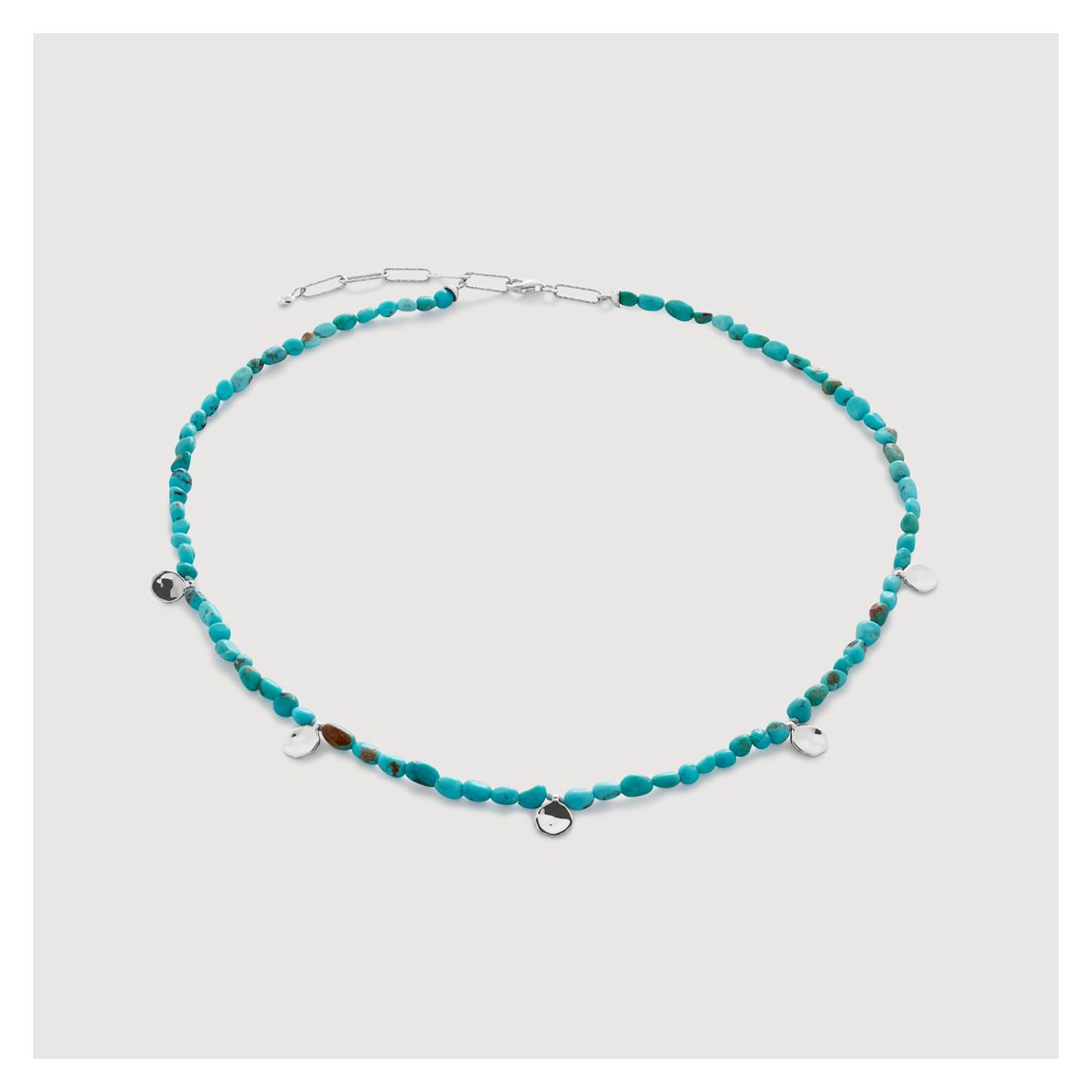 Silver Turquoise Rio Mini Gemstone Beaded Station Necklace main product photo