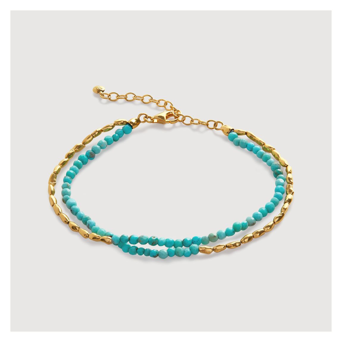 Turquoise Gold Mini Nugget Gemstone Beaded Bracelet main product photo