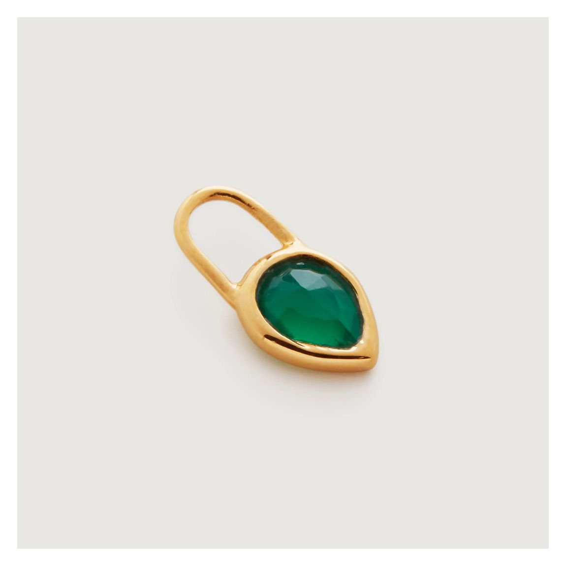 Green Onyx Gold Teardrop Gemstone Ear Charm main product photo
