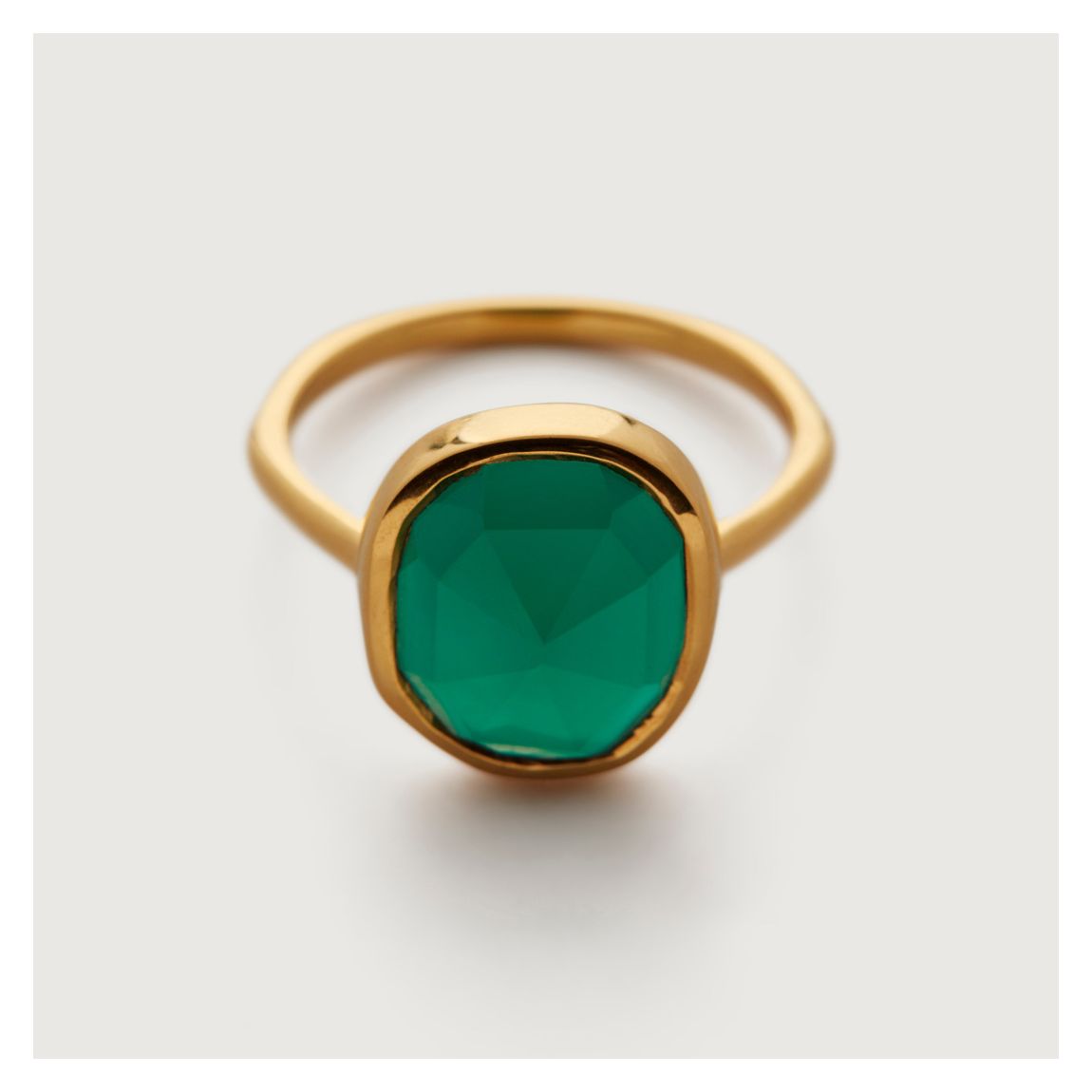 Green Onyx Gold Plated Siren Medium Stacking Ring main product photo