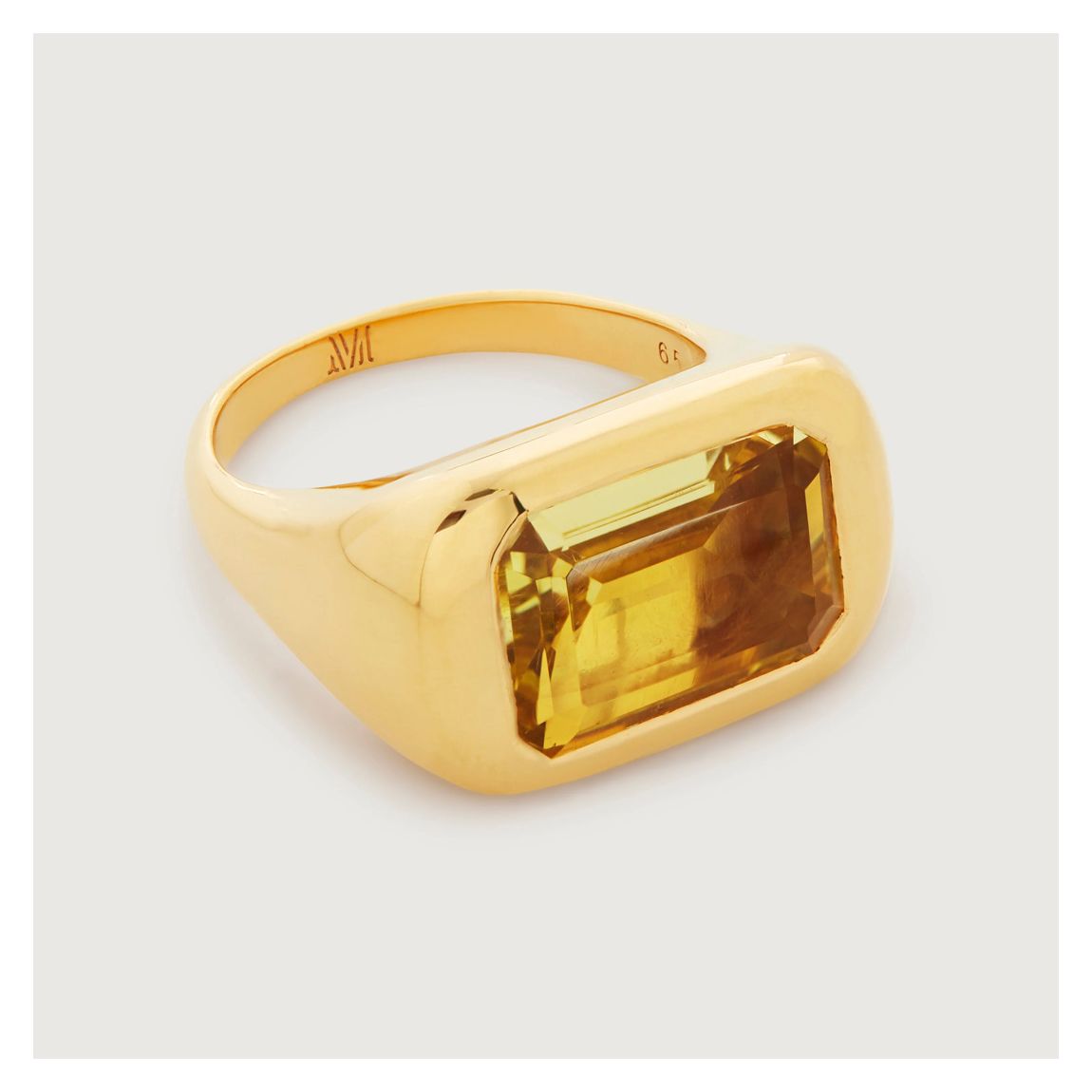 Lemon Quartz Gold Plated Power Cocktail Ring main product photo