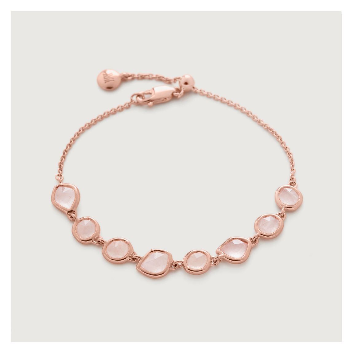 Rose Quartz Rose Gold Siren Mini Nugget Cluster Bracelet main product photo