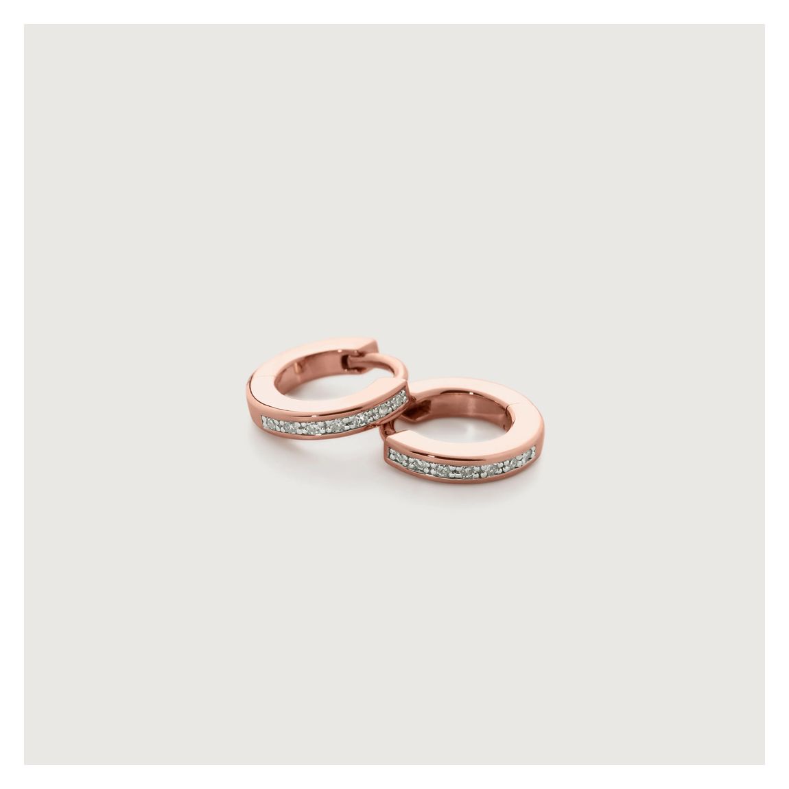 Rose Gold Skinny Diamond Mini Huggie Earrings main product photo