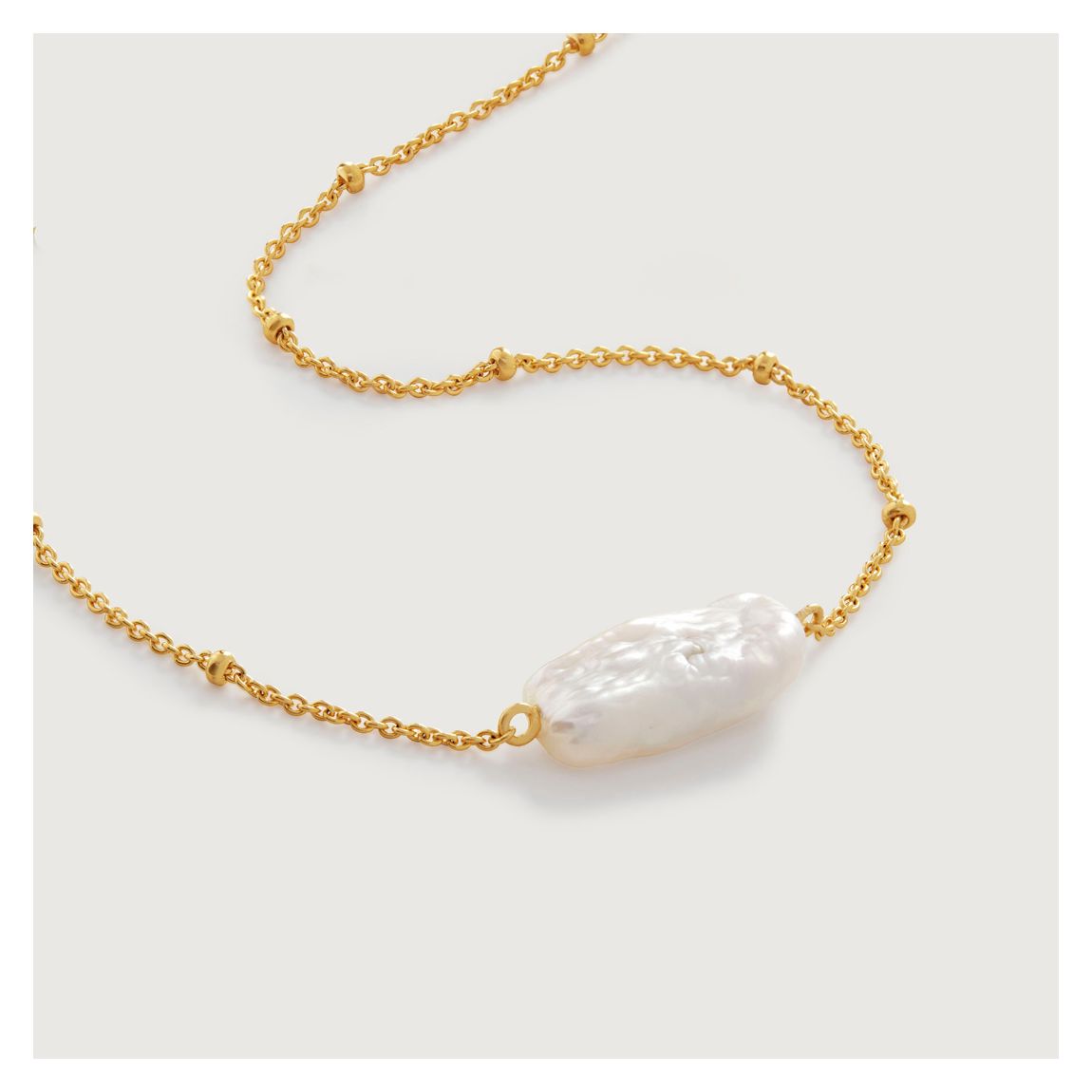 Gold Vermeil Nura Biwa Pearl Beaded Chain Necklace main product photo